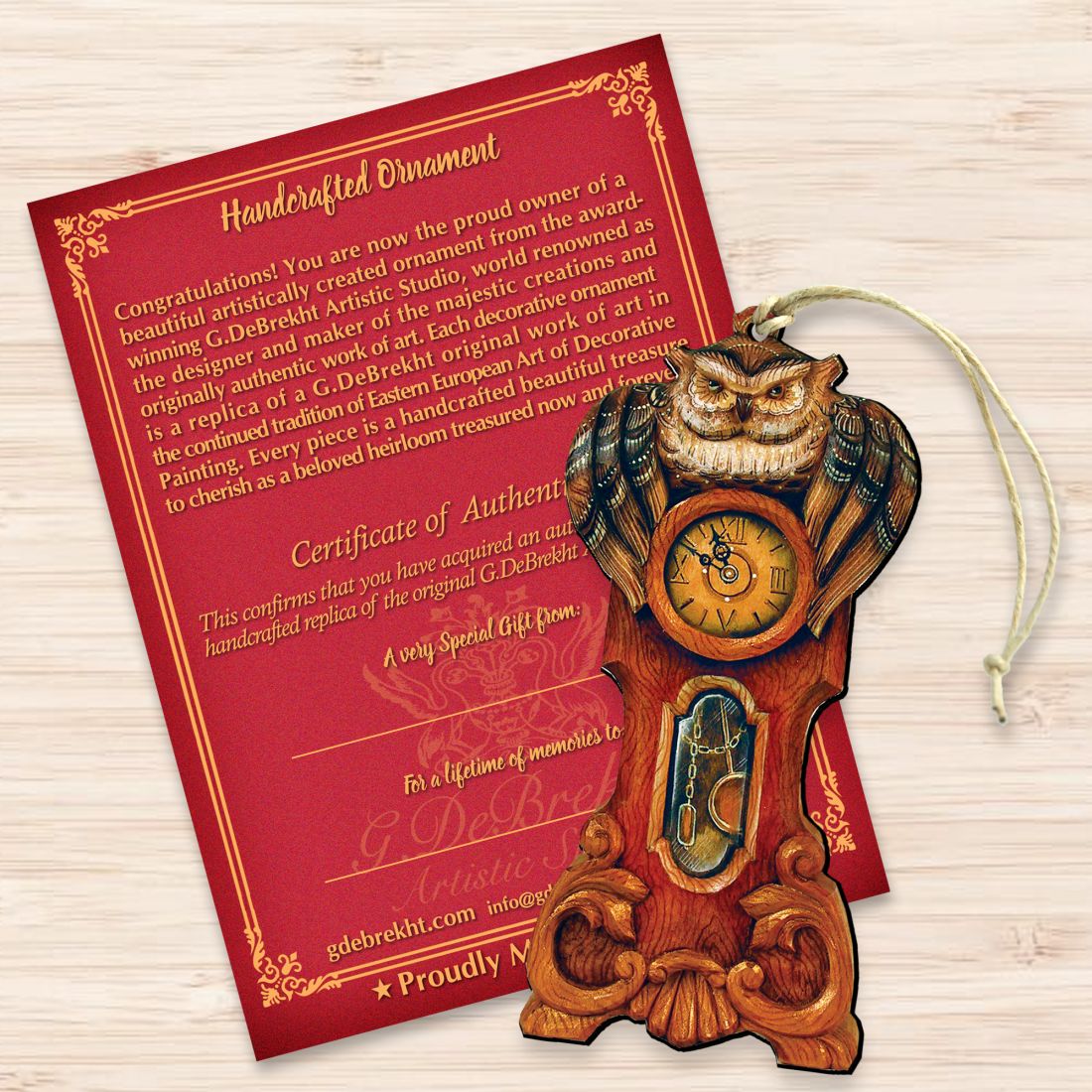 Owl Clock Wooden Ornaments Halloween by G. DeBrekht - Thanksgiving Halloween Decor - 8153311-3