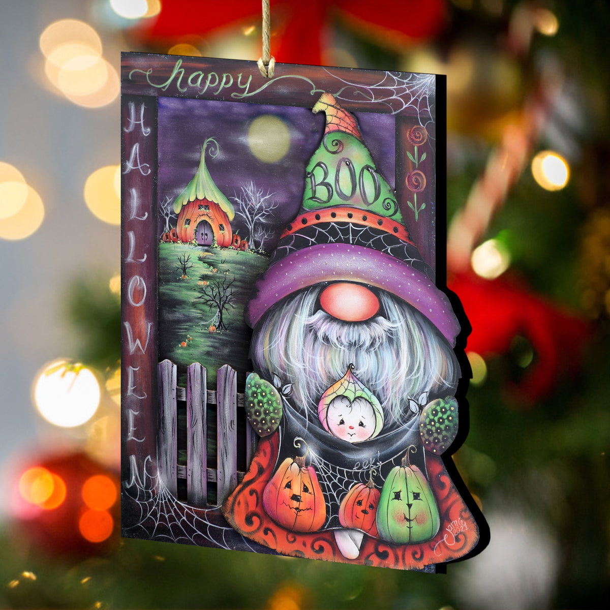 Boo Halloween Gnome Wooden Ornaments by Jamie Mills-Price Halloween Decor - 8611077-MP-1