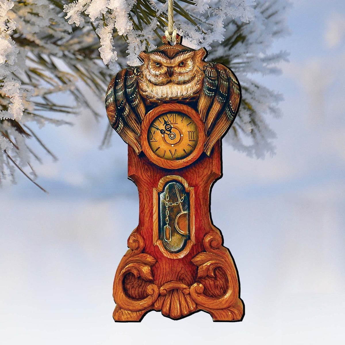 Owl Clock Wooden Ornaments Halloween by G. DeBrekht - Thanksgiving Halloween Decor - 8153311-0