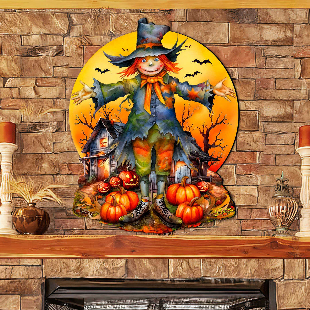 Halloween Scarecrow Holiday Door Decor by G. DeBrekht - Halloween Decor - 8652798H-4