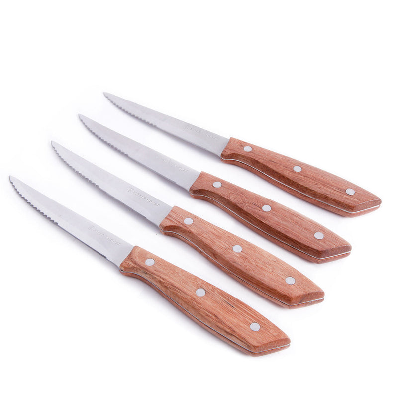 Gibson Home Seward 4 Piece Stainless Steel Steak Knife Cutlery Set with Wood Handles-0