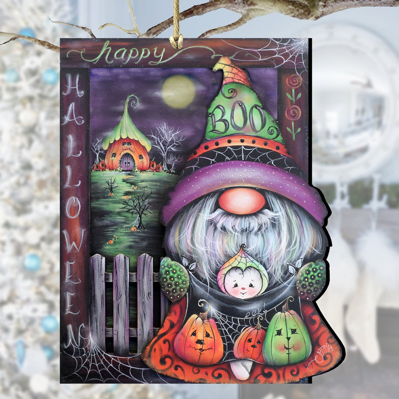 Boo Halloween Gnome Wooden Ornaments by Jamie Mills-Price Halloween Decor - 8611077-MP-0