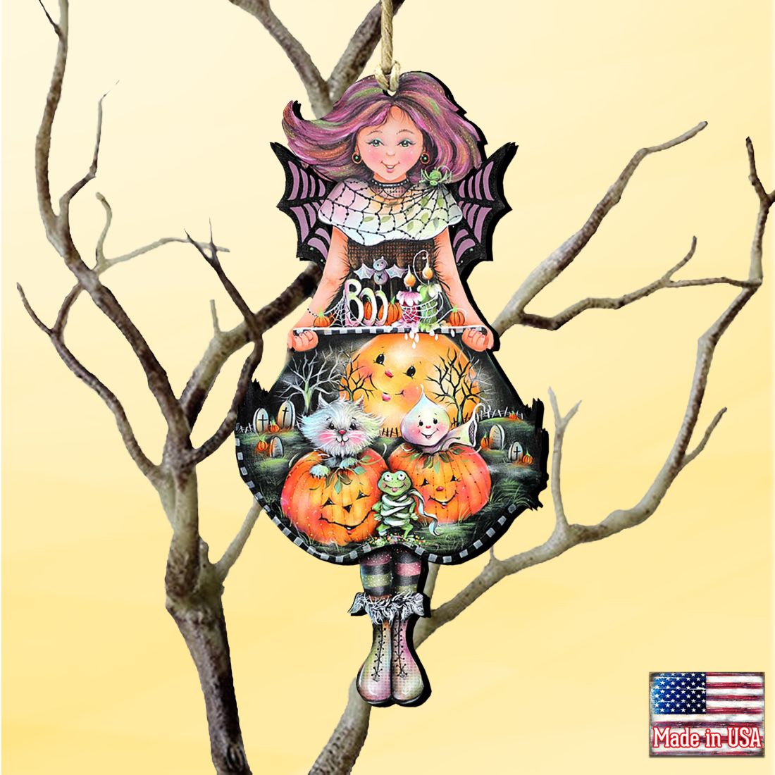 Halloween Fairy Wooden Ornaments by Jamie Mills-Price - Thanksgiving Halloween Decor - 8457412-0