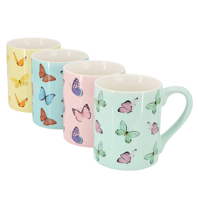 Gibson Home Butterfly Pop 4 Piece 18 Ounce Stoneware Mug Set in Assorted Colors-0