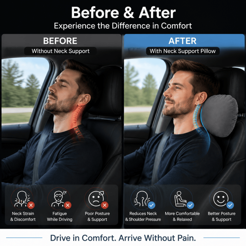 Car Headrest Pillow 2 Pack Grey, Ergonomic Neck Support Cushion for Driving image 3