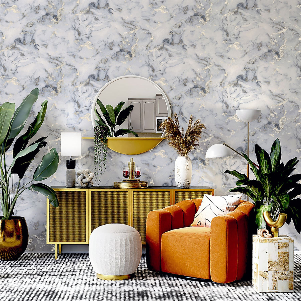 Bahia Marble Mono Gold Wallpaper image 4