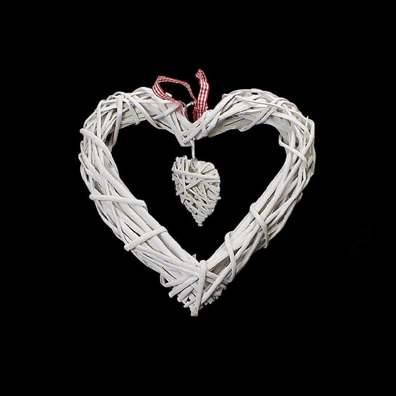 Rattan Heart Wreath 24cm, Natural Straw Wall and Garden Decoration image 0