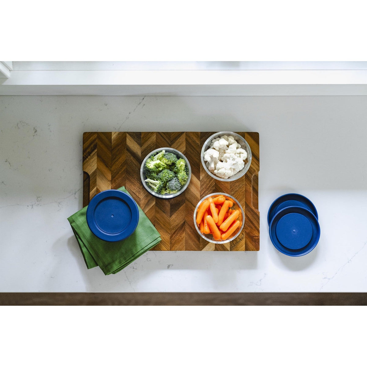 8 Piece Set (7Oz) Round Glass Storage Containers With Lids, Blue-3