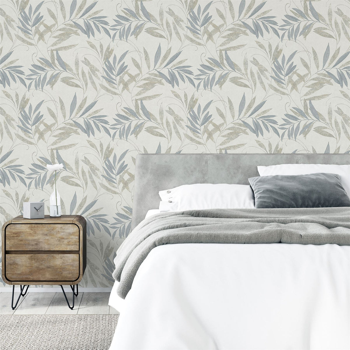 Luxury Leaf Natural Grey Wallpaper image 5