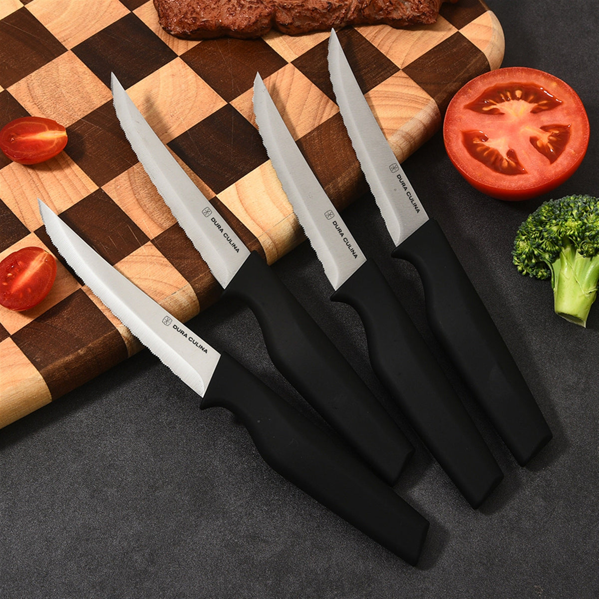 8-Piece Steak Knife Set - High Carbon Stainless Steel Serrated Blades with Ergonomic Handles, 4.5” Premium Kitchen Knives for Dining-1
