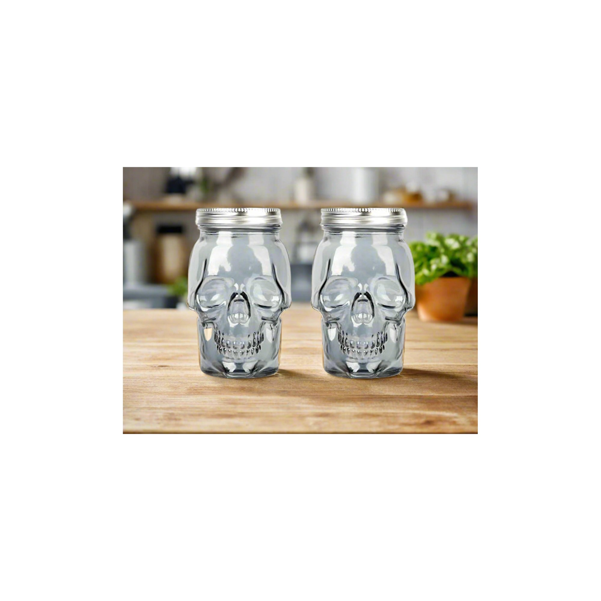 Skull Mason Jar with Lid, 4-Piece Set (2 skull Mason Jars & 2 Lids) 16oz, Smoke-3