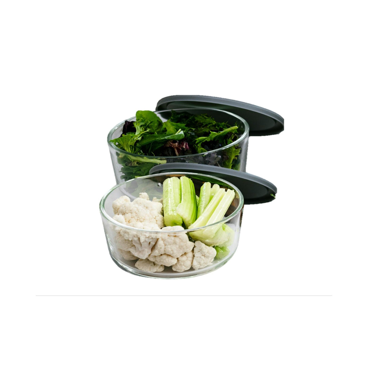 4 Piece Set (6.55 Cup / 52.4Oz) Round Glass Storage Containers With Lids, Grey-3