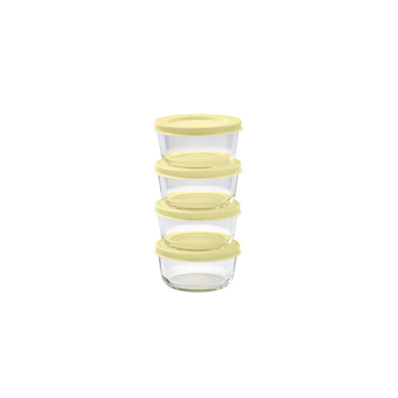 8 Piece Set (1 Cup / 8Oz) Round Glass Storage Containers With Lids, Sunlight Yellow-0