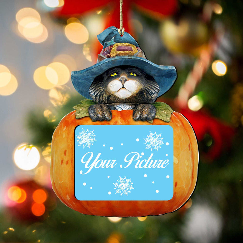 Black Cat Halloween Pumpkin Picture - Ornament for Photo - Thanksgiving Halloween Decor - 8158416PF-0