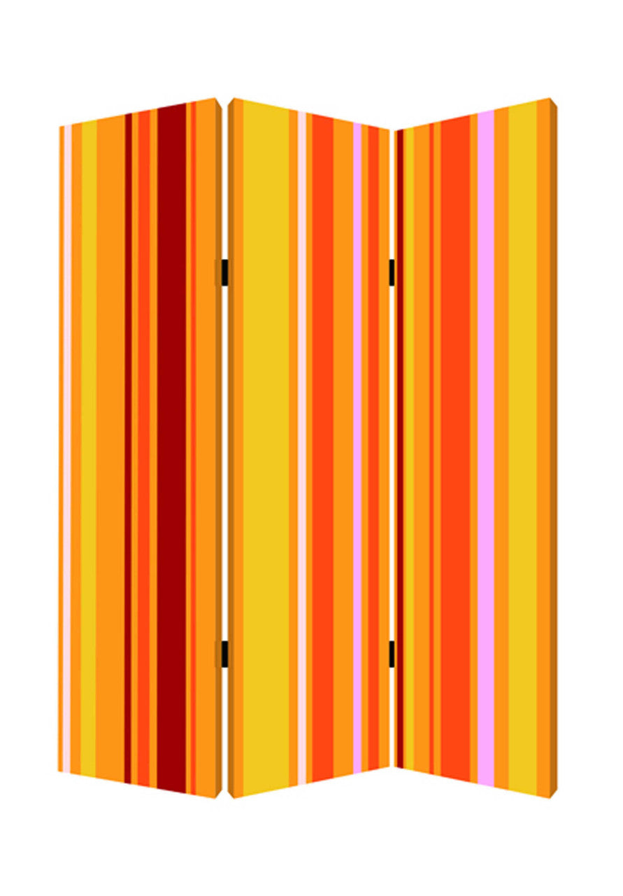 48 X 72 Multi Color Wood Canvas Deep Saffron  Screen-0