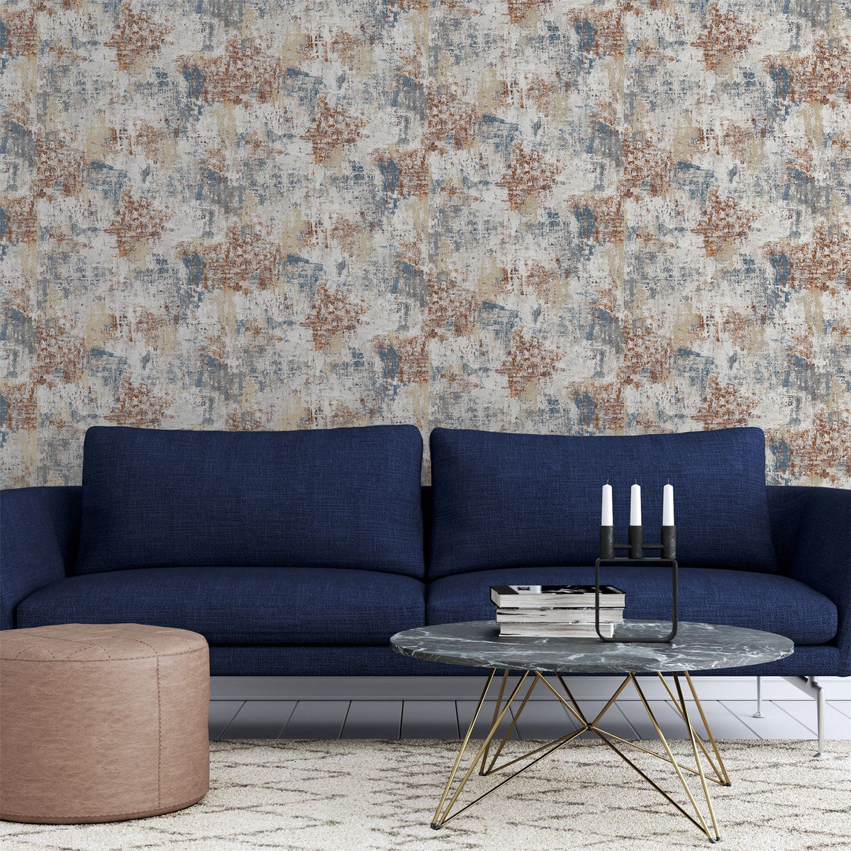Abstract Texture Copper Navy Wallpaper image 6