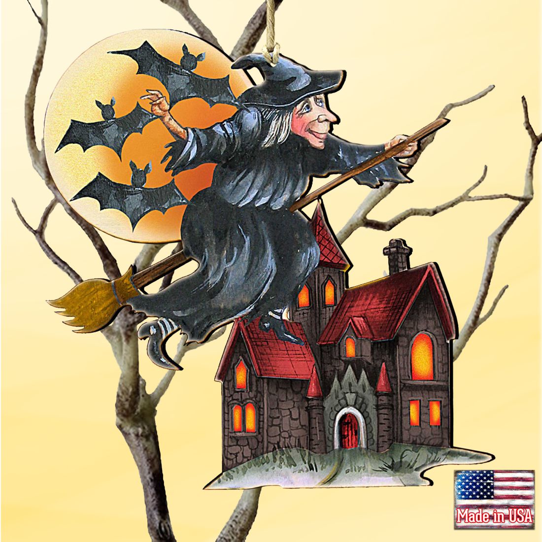 Witch Halloween Wooden Ornaments by G. DeBrekht - Thanksgiving Halloween Decor - 8114010-0