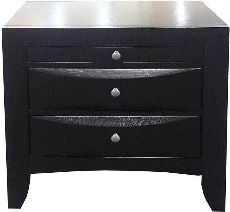 25" Black Three Drawers Nightstand-0