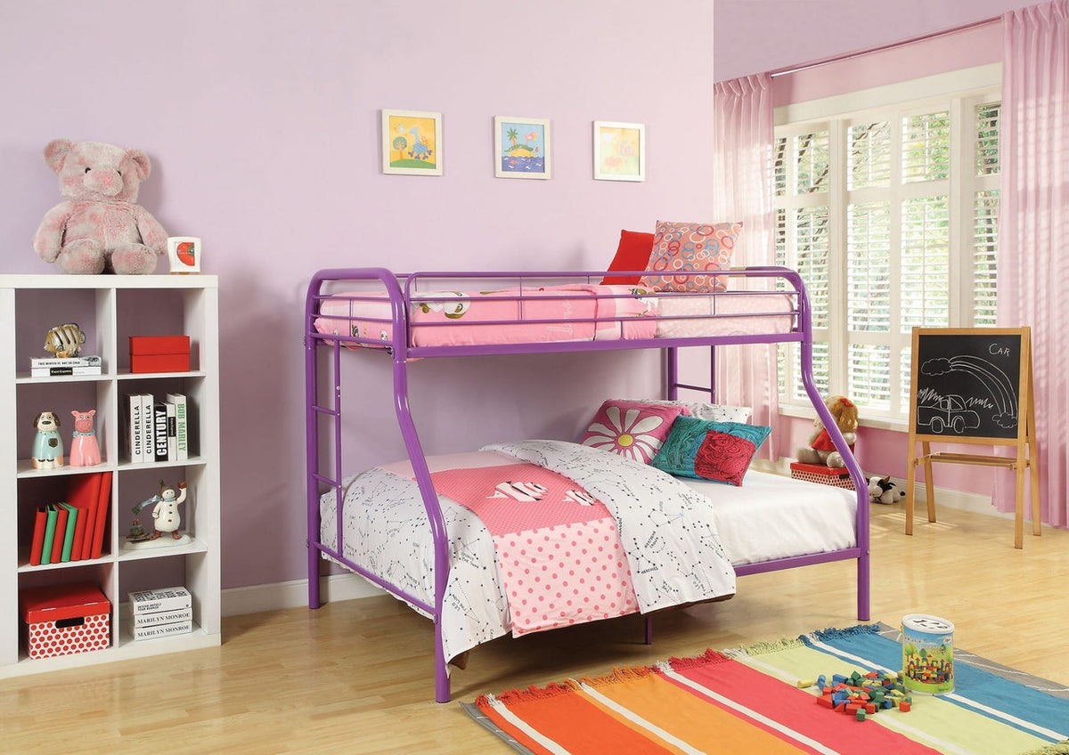 78" X 54" X 60" Twin Over Full Purple Metal Tube Bunk Bed-1