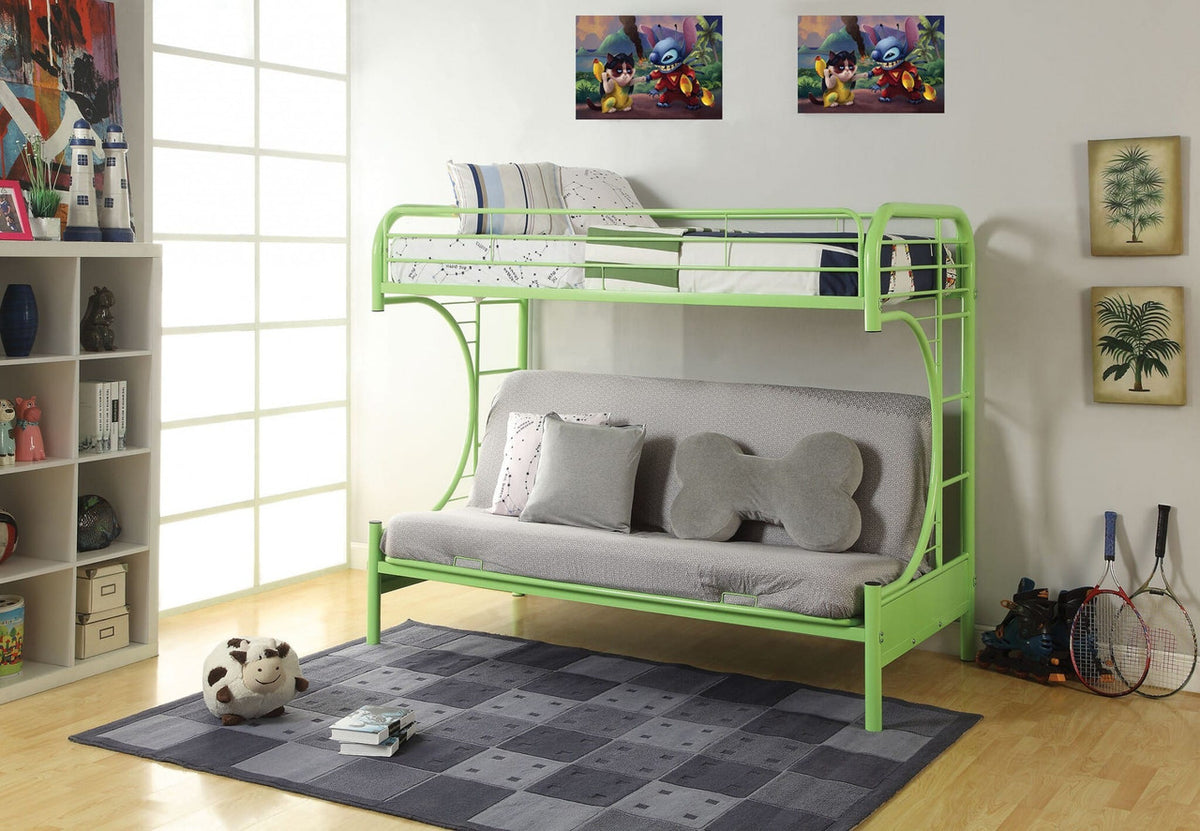 78" X 41" X 65" Twin Over Full Green Metal Tube Futon Bunk Bed-1