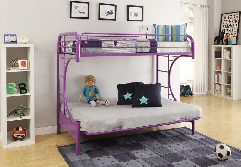 78" X 41" X 65" Twin Over Full Purple Metal Tube Futon Bunk Bed-0