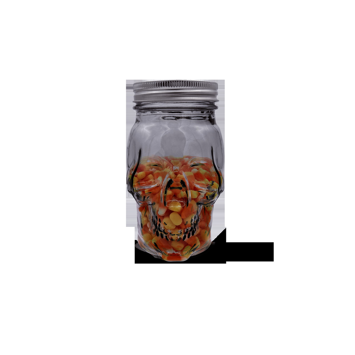 Skull Mason Jar with Lid, 4-Piece Set (2 skull Mason Jars & 2 Lids) 16oz, Smoke-2