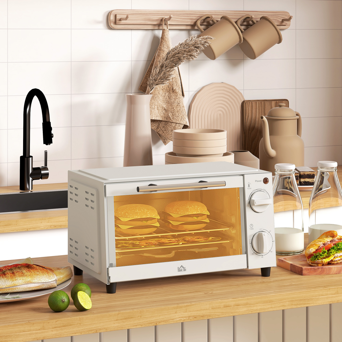Mini Oven 9L Countertop Electric Grill with Temp Timer Control 750W