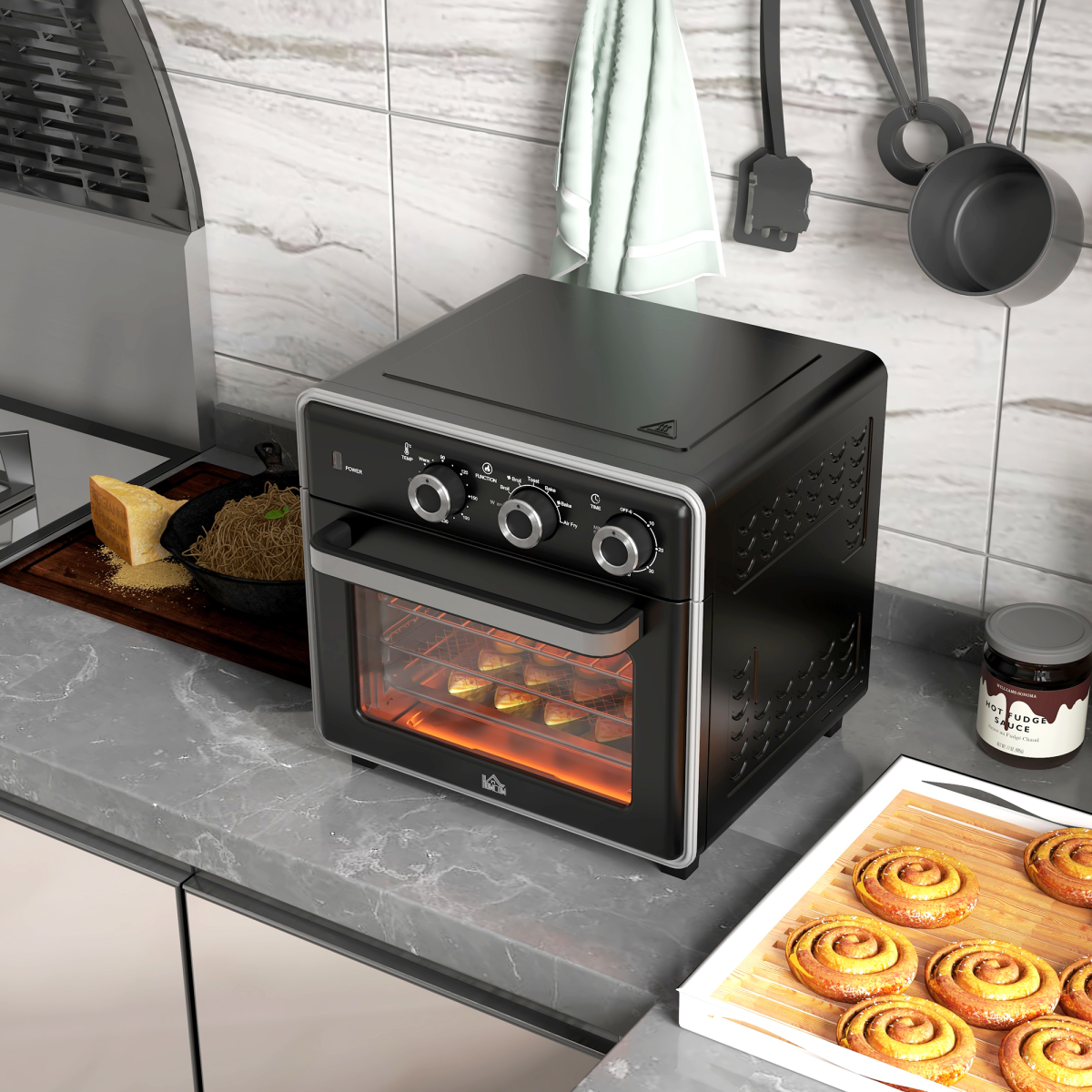 Air Fryer Oven 20L Mini Oven Countertop Convection Oven 1400W Black