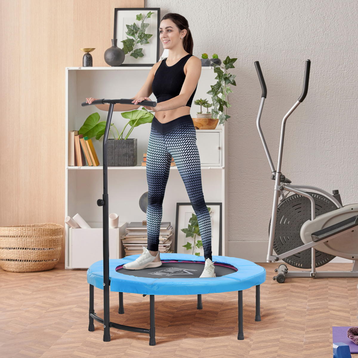 40'' Kids Mini Trampoline, Adult Rebounder Jumper with Handle Fitness