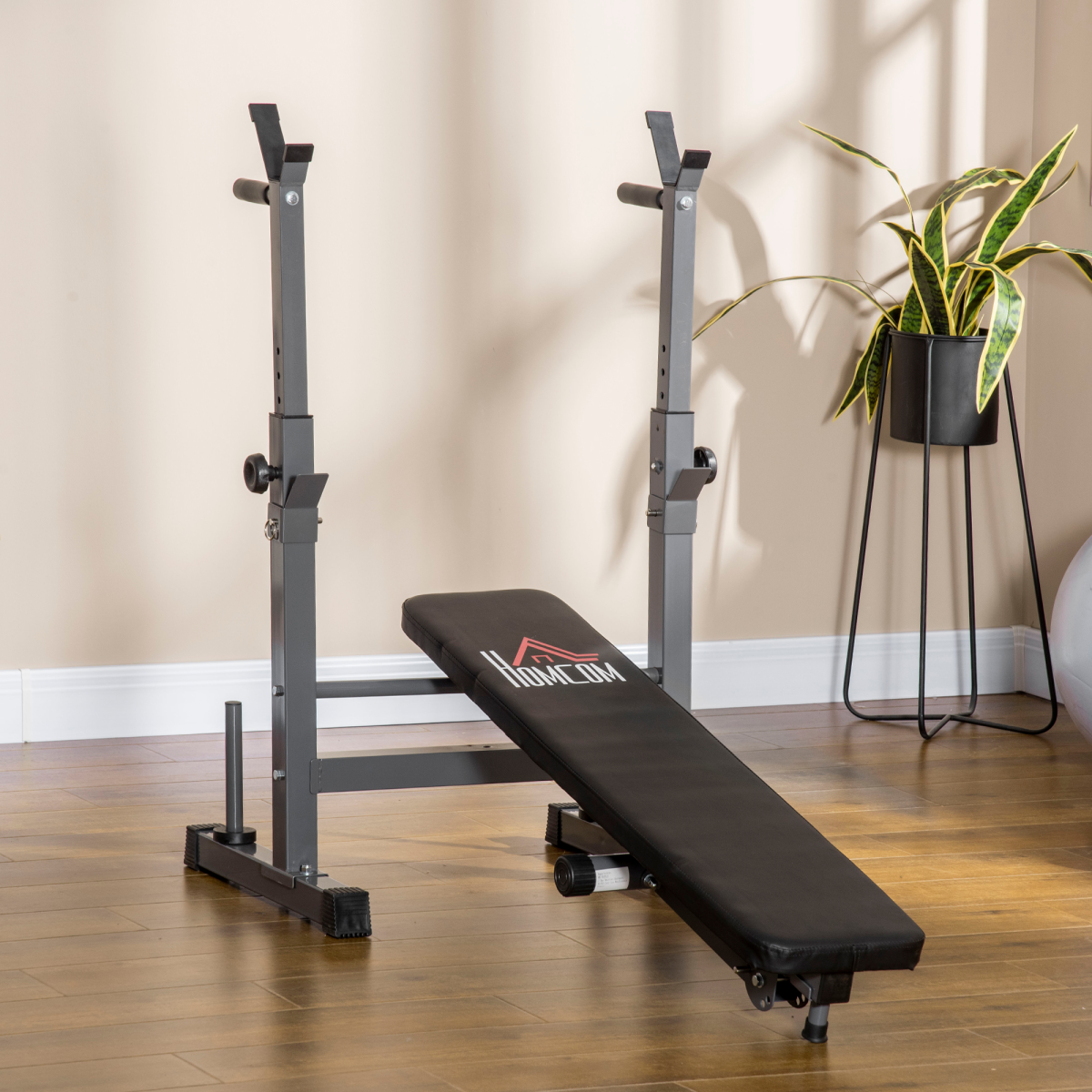 Adjustable Weight Bench Foldable with Barbell Rack and Dip Station