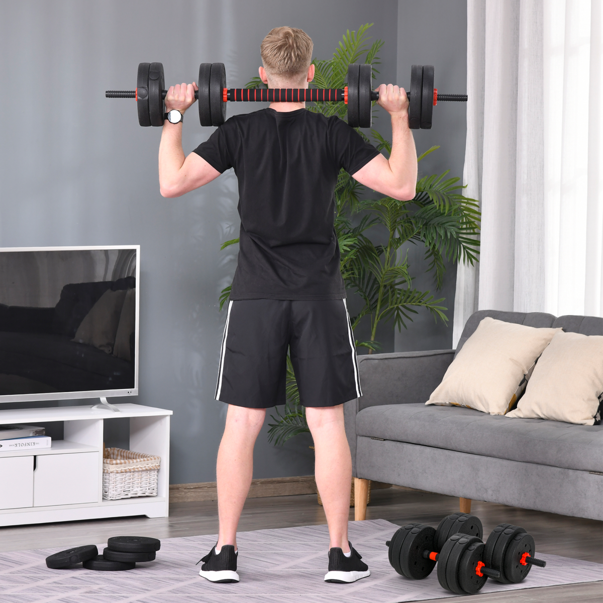 25kg Adjustable 2 IN 1 Barbell Dumbbells Weight Set for Body Fitness