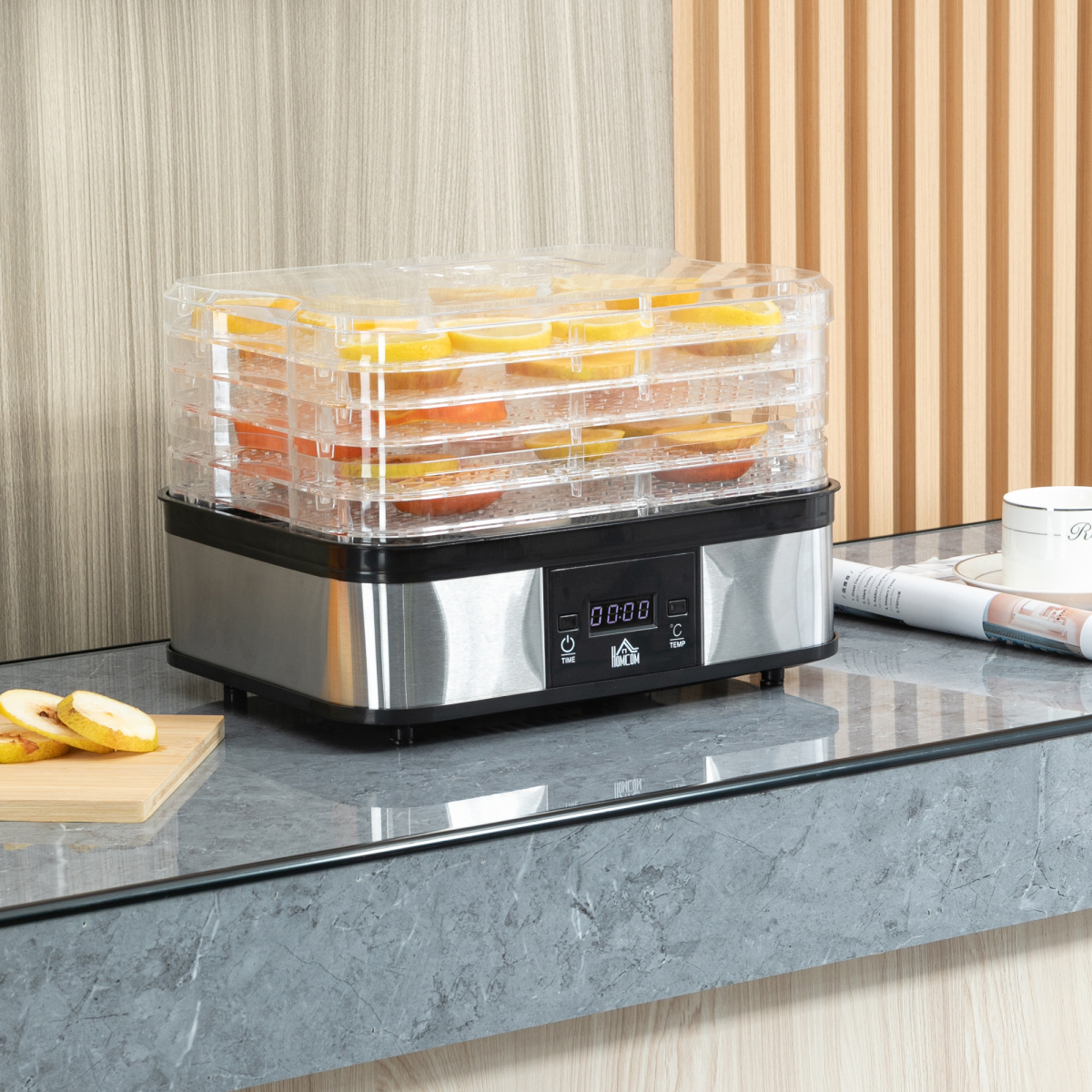 5 Tier Food Dehydrator 245W Stainless Steel Food Dryer Machine Timer LCD