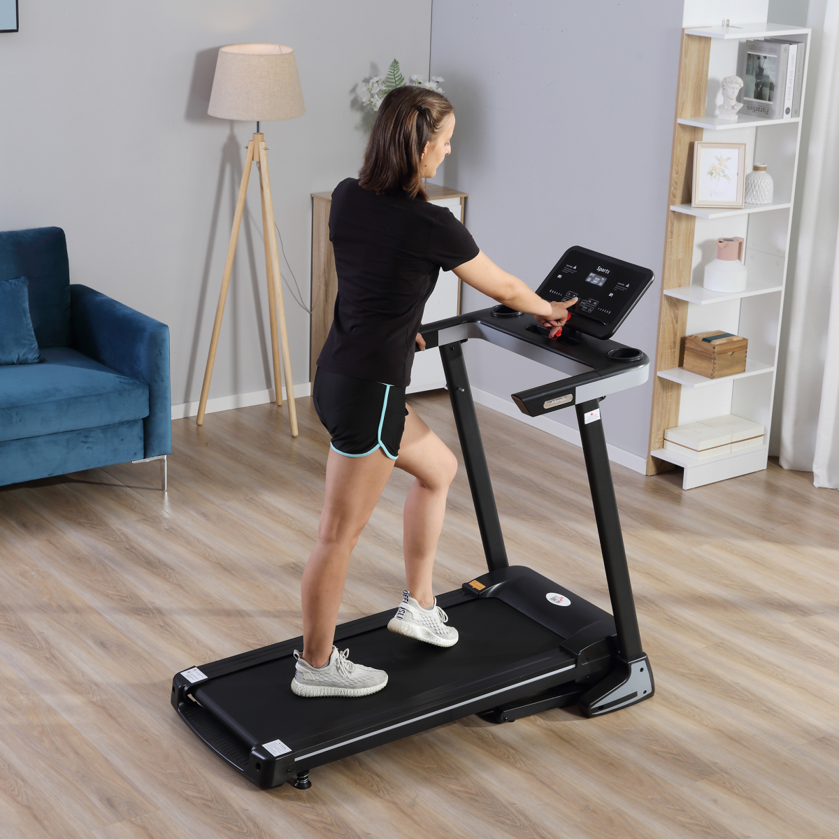 500W Motorised Treadmill 1-12km/h Folding Frame Wheels Preset Programs