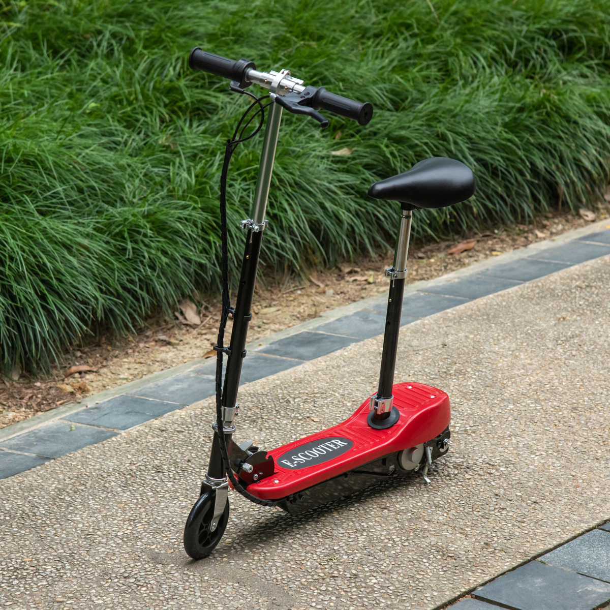 Kids Foldable Electric Powered Scooters 120W Toy with Brake Kickstand Red