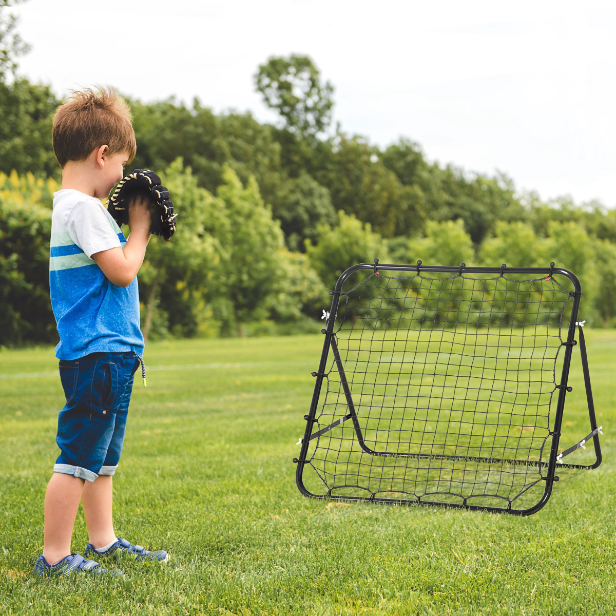 Rebounder Net Goal for Kids Adults Baseball Football Training Black