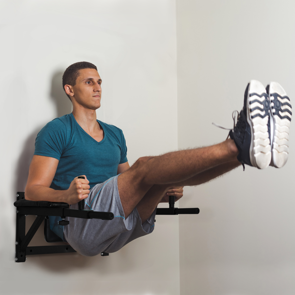 Gym Rack Dip Station Wall Mounted AB Knee Leg Raise Pull Up Fitness