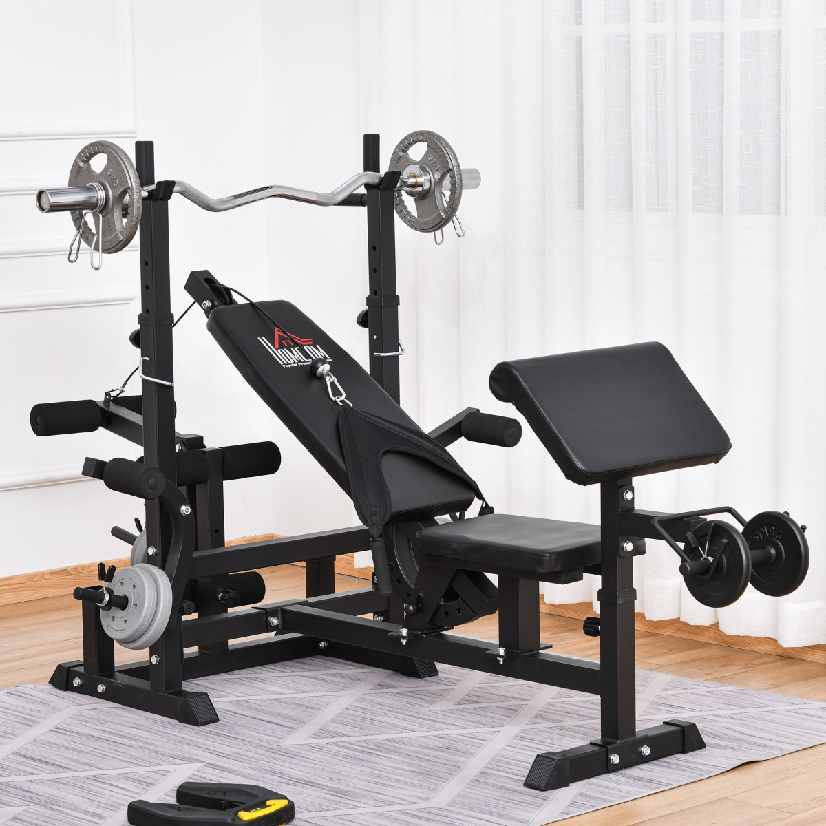 Multi-Exercise Full-Body Weight Bench with Bench Press and Leg Extension