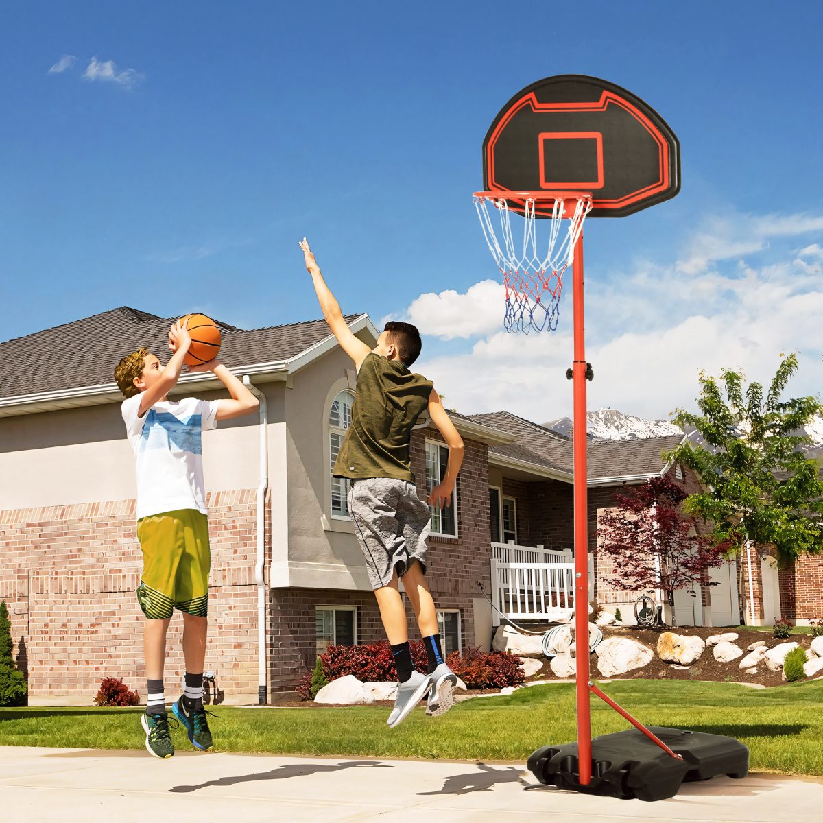 200-250cm Adjustable Basketball Hoop Backboard with Wheels For Kids