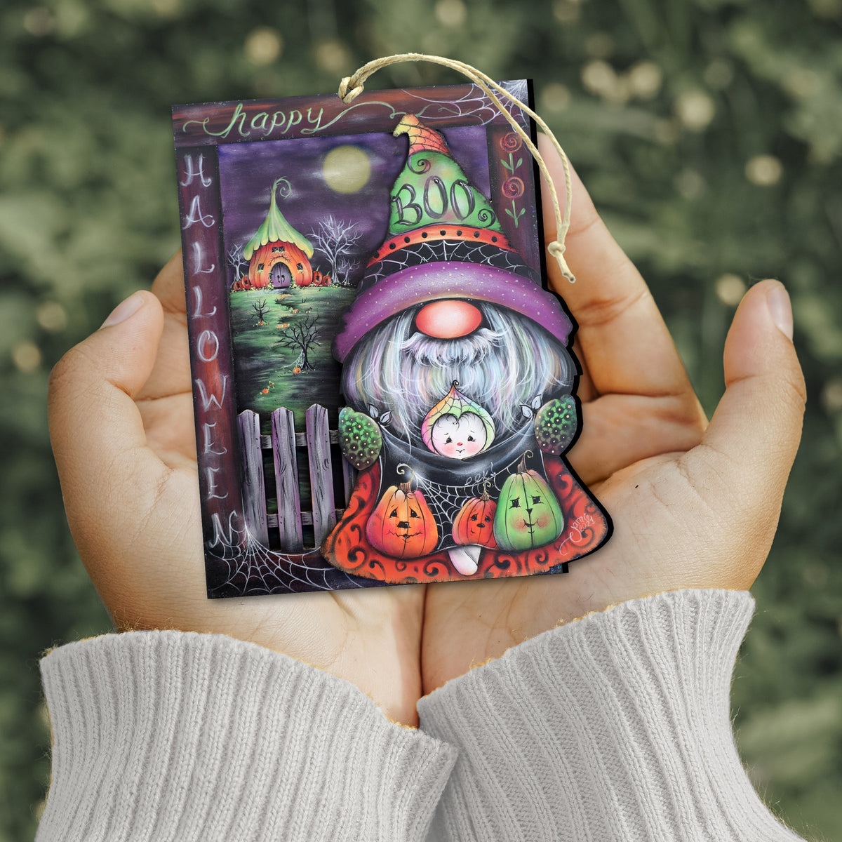 Boo Halloween Gnome Wooden Ornaments by Jamie Mills-Price Halloween Decor - 8611077-MP-2
