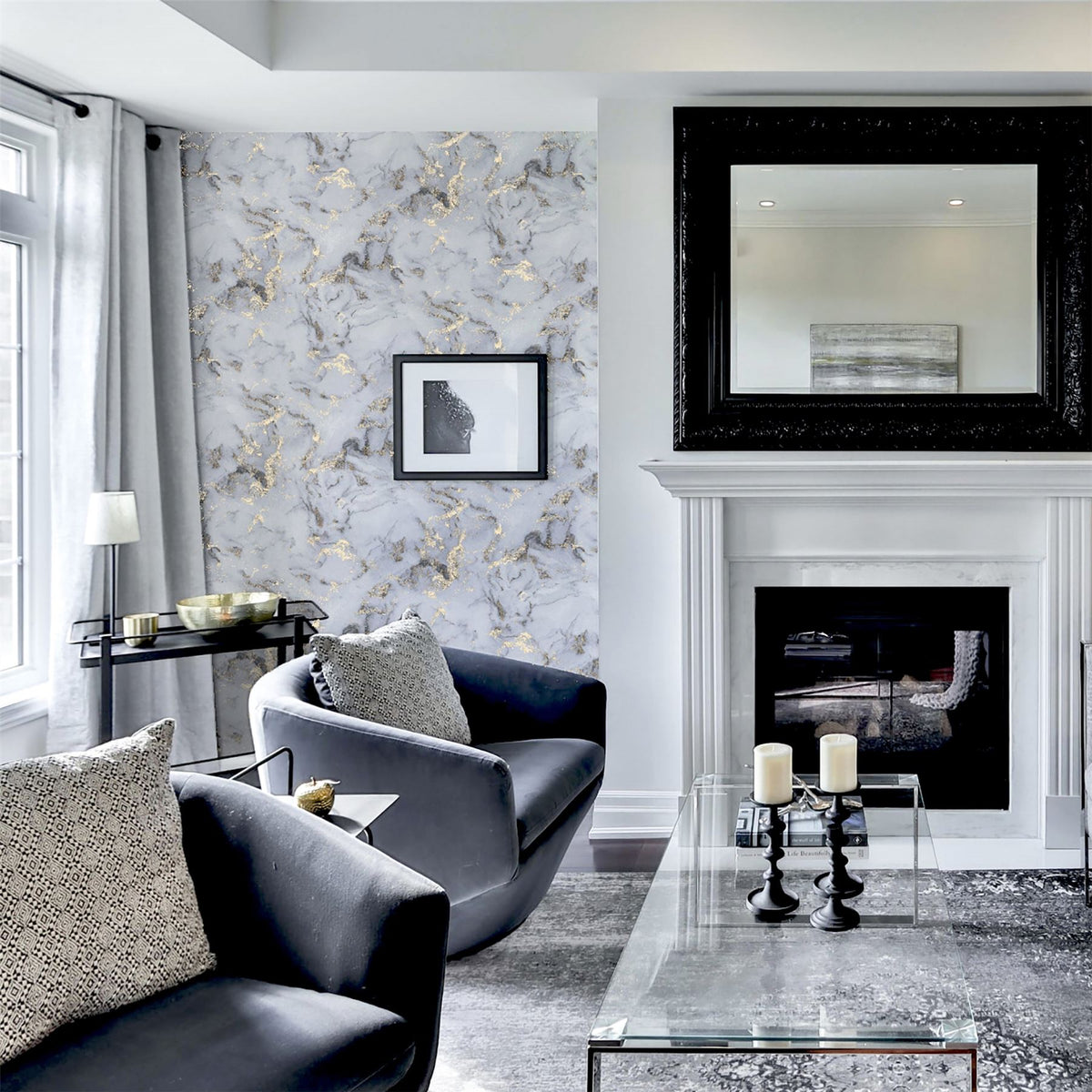 Bahia Marble Mono Gold Wallpaper image 5