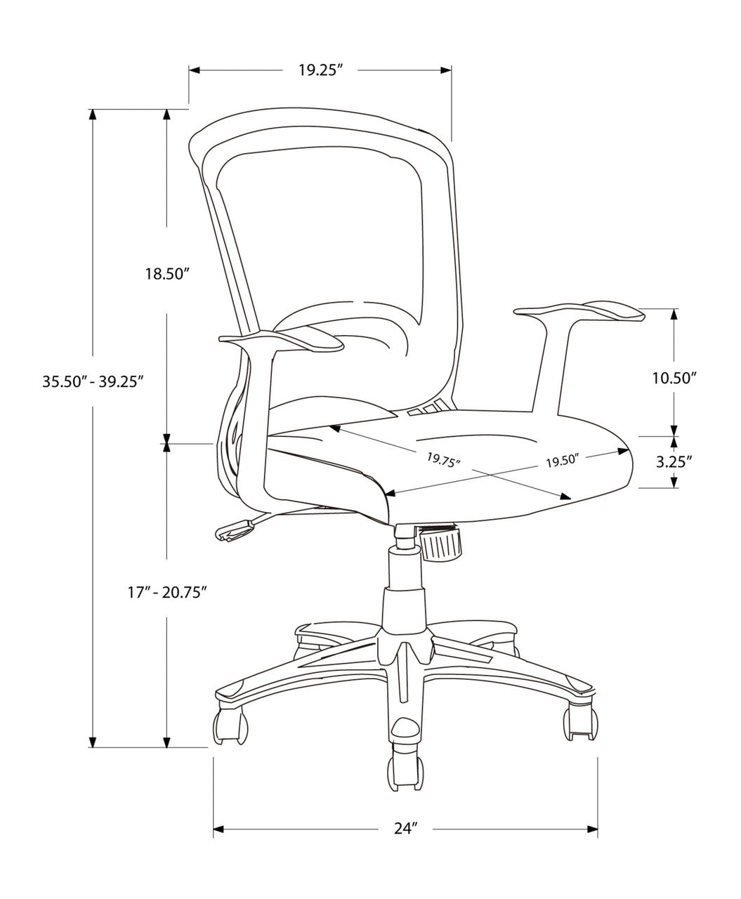 Black Polyester Seat Swivel Adjustable Task Chair Mesh Back Plastic Frame-2