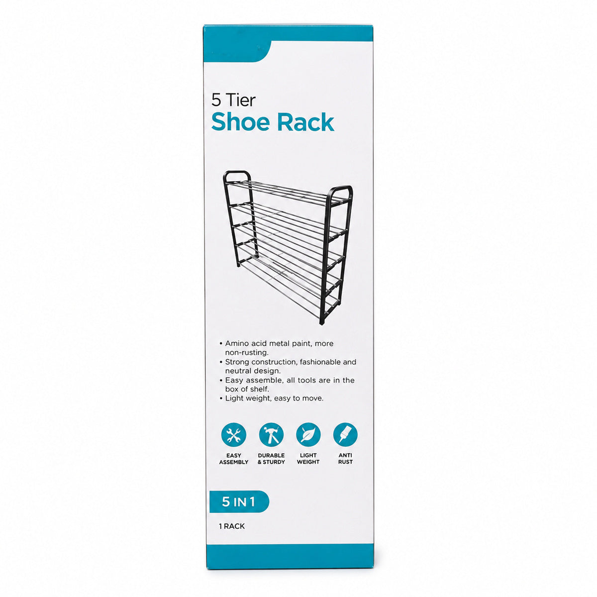 Shoe Rack 5 Tier, Metal Storage Organiser Stand Holds Up to 20 Pairs image 6