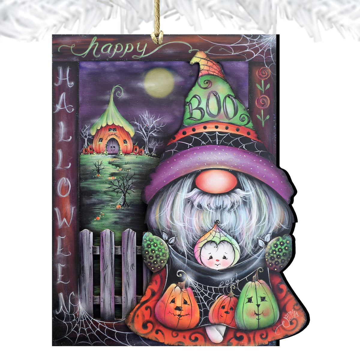 Boo Halloween Gnome Wooden Ornaments by Jamie Mills-Price Halloween Decor - 8611077-MP-3