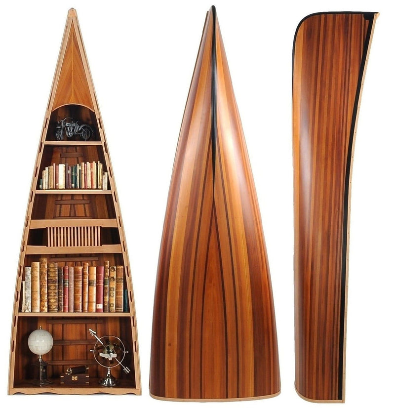 21" Wood Brown Solid Wood Six Tier Boat Bookcase-0