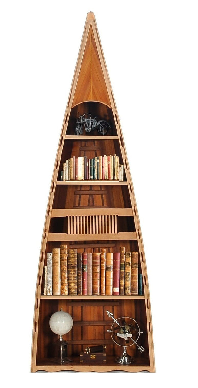21" Wood Brown Solid Wood Six Tier Boat Bookcase-3