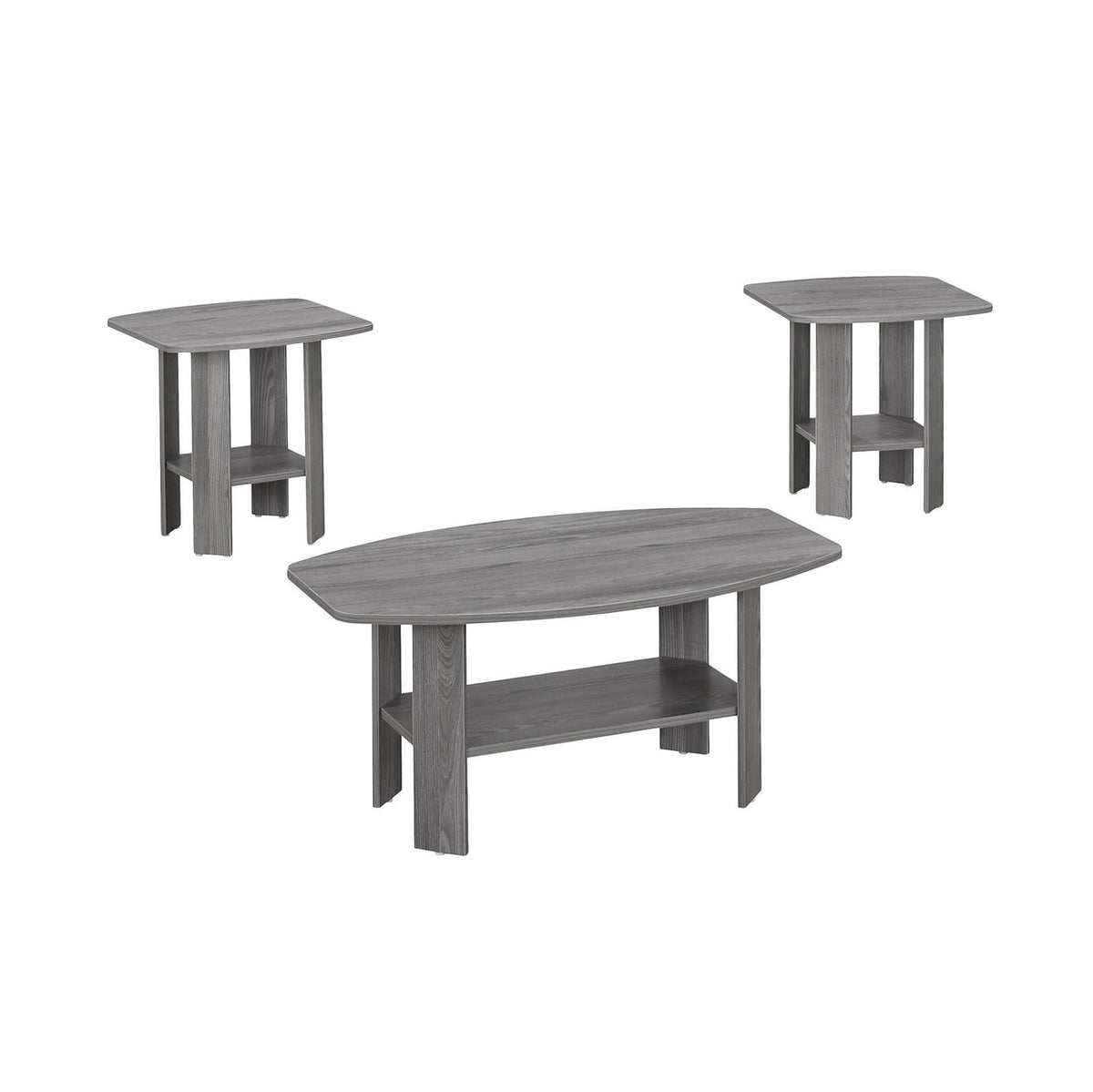 Set of Three 36" Gray Coffee Table With Shelf-1