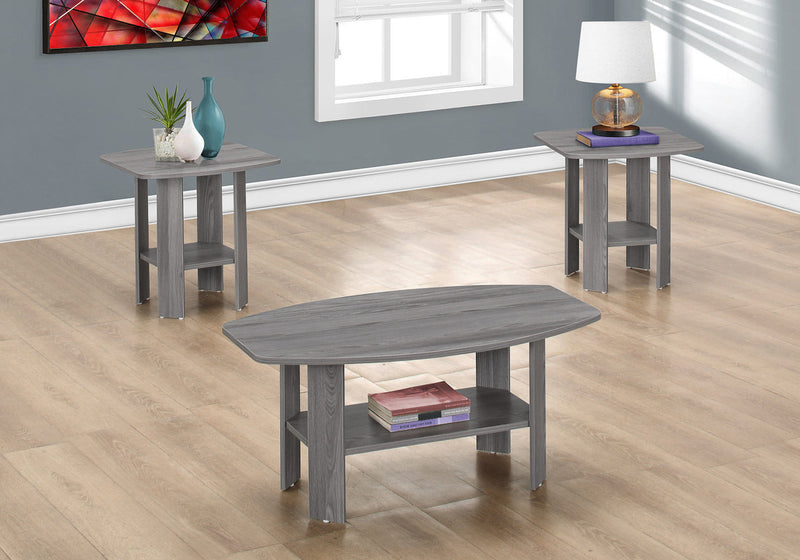 Set of Three 36" Gray Coffee Table With Shelf-0