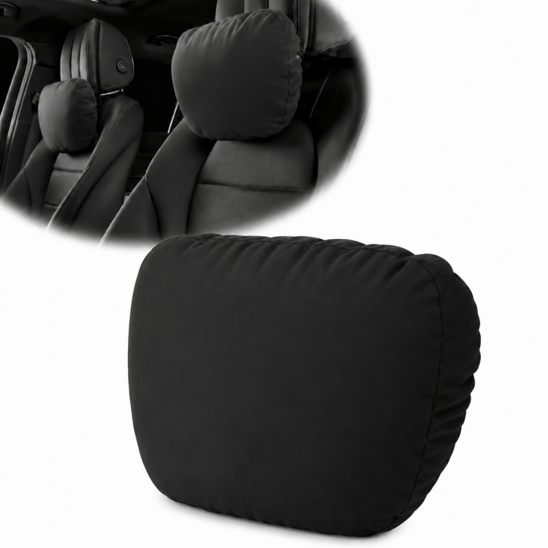 Car Headrest Pillow Black, Ergonomic Neck Support Cushion for Driving image 0