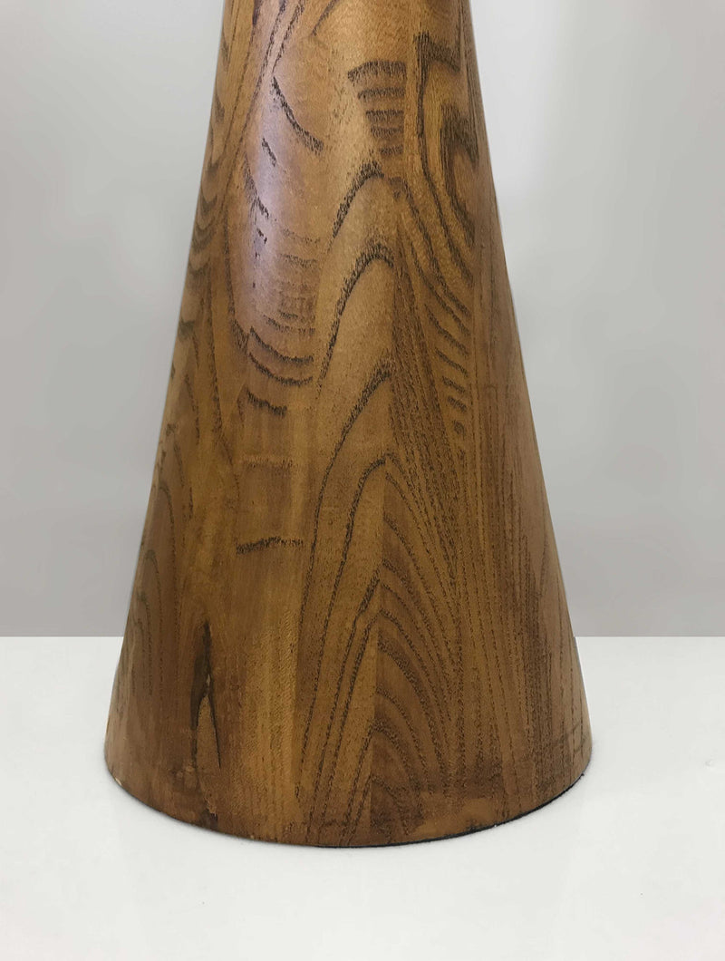 68" Solid Wood Novelty Floor Lamp With White Cone Shade-0