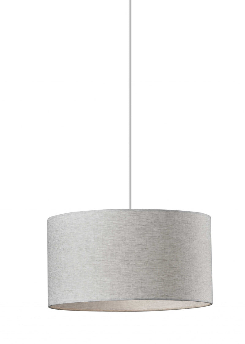 White Fabric Sleek Drum Pendant Lamp-0